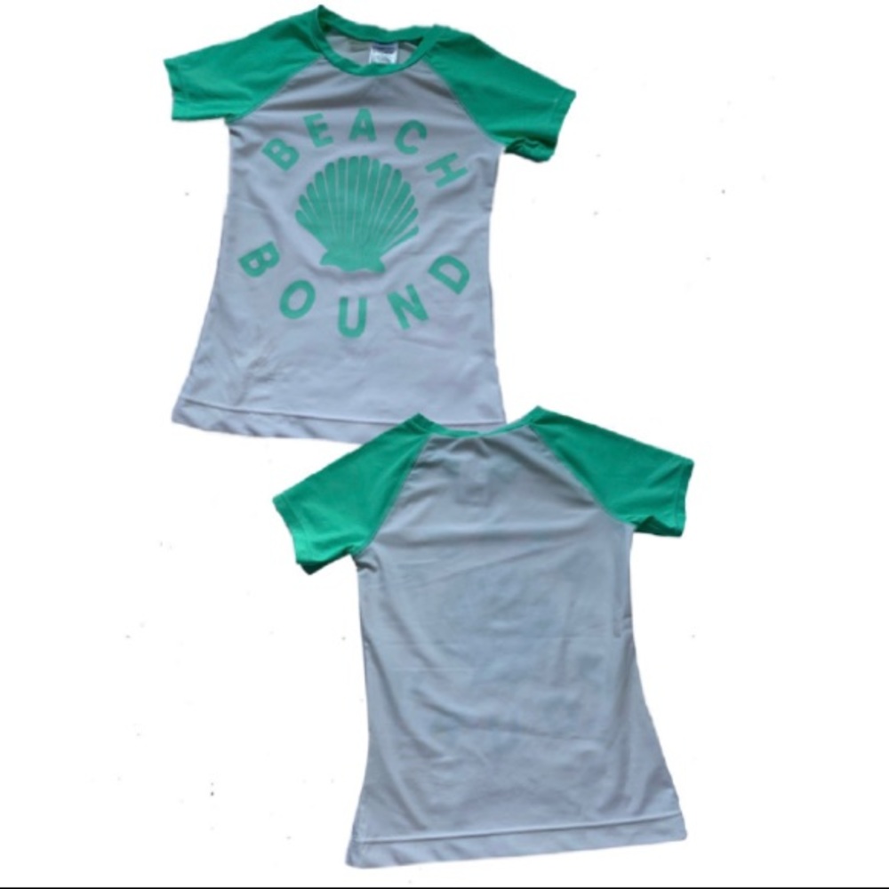 Old navy teal and white rashguard